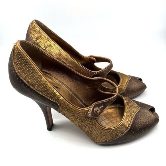 Prada vintage sequin Peep toe pump Sz 385 - Picture 13 of 14